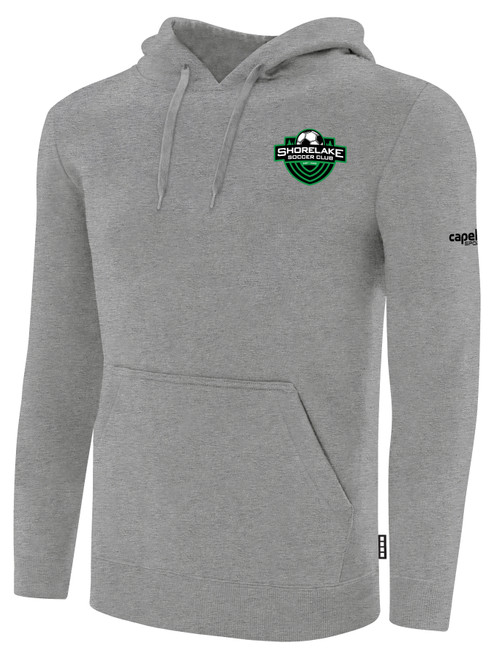 SHORELAKE SC BASICS FLEECE HOODIE LOGO LEFT CHEST LIGHT HEATHER GREY BLACK