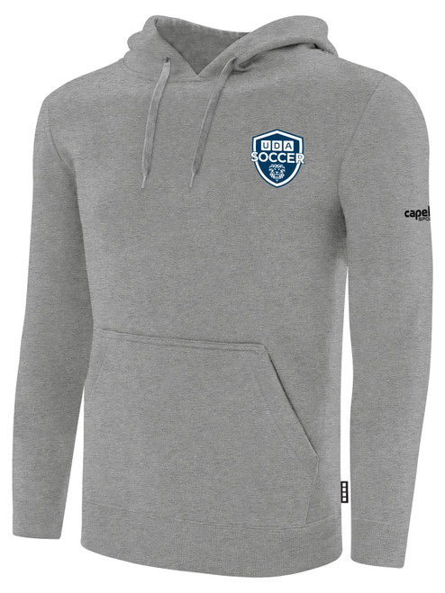 UDA SOCCER PULLOVER FLEECE  HOODIE CREST ON WEARERS LEFT CHEST  LIGHT HEATHER GREY