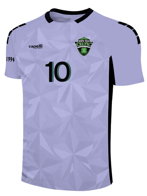 NORTH TEXAS CELTIC FC  PITCH STAR SHORT   SLEEVE GOALKEEPER JERSEY LAVENDER BLACK