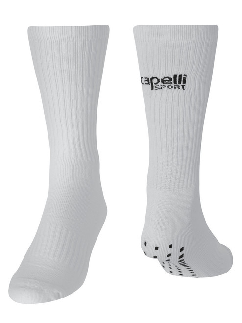 SMITHTOWN KICKERS CREW SOCKS WITH GRIPPERS WHITE BLACK