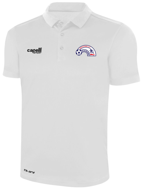 SMITHTOWN KICKERS POLY POLO WHITE BLACK