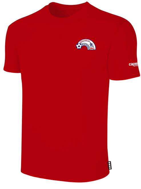 SMITHTOWN KICKERS SHORT SLEEVE COTTON T-SHIRT CREST ON WEARERS LEFT CHEST RED WHITE