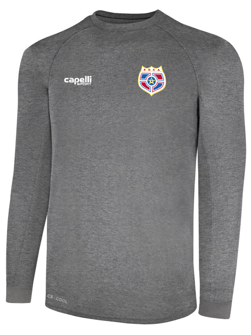 SOCA BASICS II LONG SLEEVE TRAINING TOP DARK HEATHER GREY WHITE
