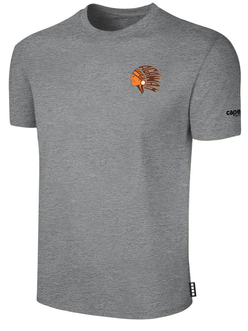 AGAWAM BASKETBALL COTTON SHORT SLEEVE BASICS T-SHIRT SMALL CREST LEFT CHEST LIGHT HEATHER GREY BLACK