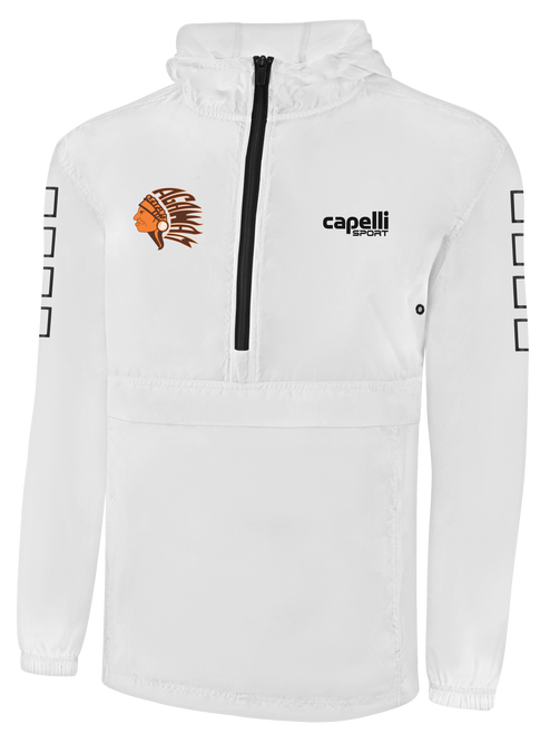 AGAWAM BASKETBALL BASICS PACKABLE WINDBREAKER CREST RIGHT CHEST WHITE BLACK