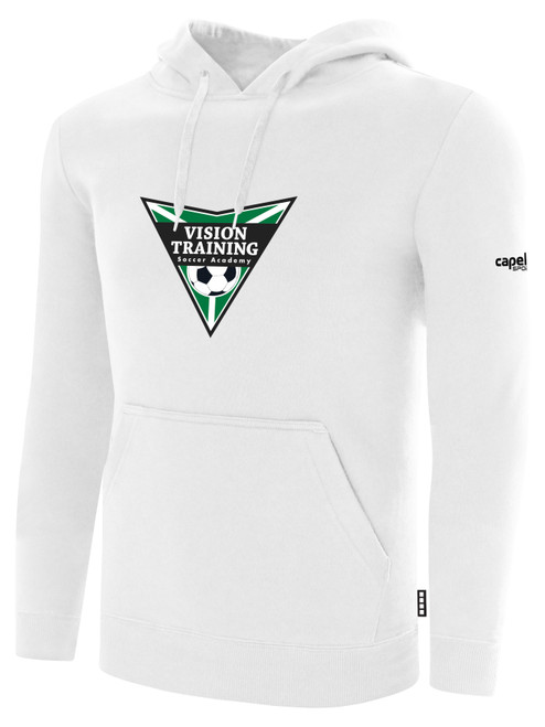 VISION TRAINING SA   PULLOVER HOODIE CREST ON WEARERS FRONT CENTER CHEST WHITE BLACK