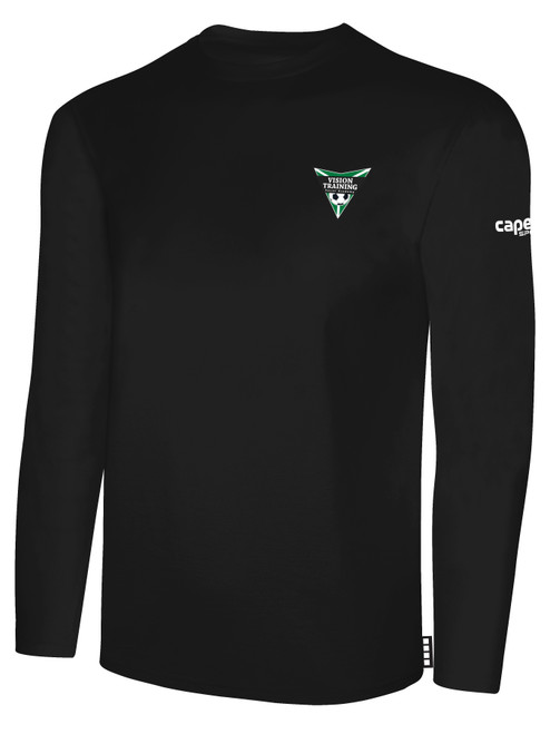 VISION TRAINING SA   LONG SLEEVE COTTON T-SHIRT CREST ON WEARERS LEFT CHEST BLACK WHITE