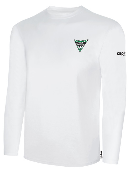 VISION TRAINING SA   LONG SLEEVE COTTON T-SHIRT CREST ON WEARERS LEFT CHEST WHITE BLACK