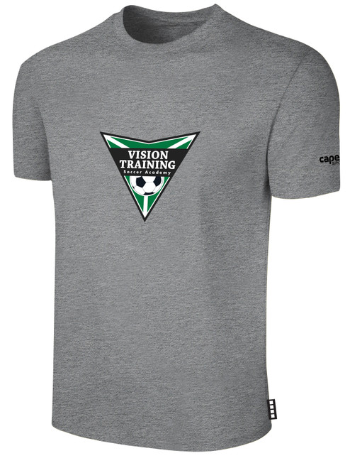 VISION TRAINING SA   SHORT SLEEVE COTTON T-SHIRT CREST ON WEARERS FRONT CENTER CHEST LIGHT HEATHER GREY BLACK