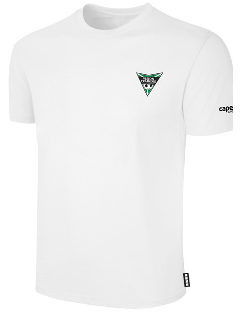 VISION TRAINING SA   SHORT SLEEVE COTTON T-SHIRT CREST ON WEARERS LEFT CHEST WHITE BLACK