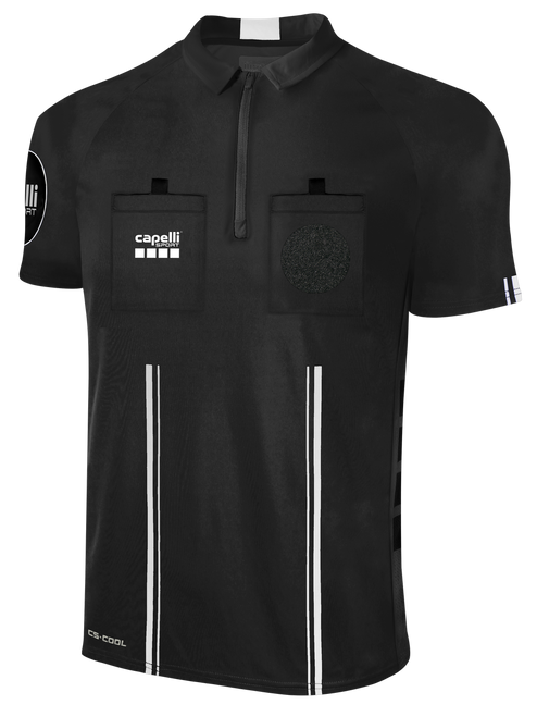 OFFICIAL REFEREE  SHORT SLEEVE JERSEY WITH ZIPPER BLACK WHITE - NYS