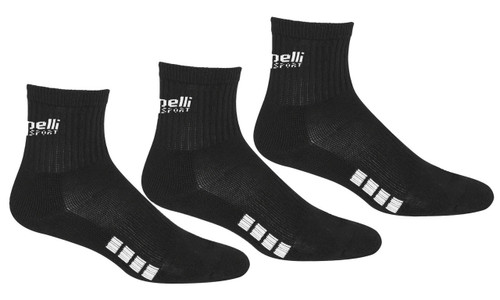 REFEREE BASICS ULTRA COMFORT 3 PACK QUARTER TOP SOCKS BLACK WHITE - NYS