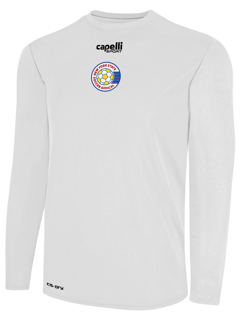 REFEREE  BASICS CREW NECK LONG SLEEVE POLY TEE WHITE - NYS