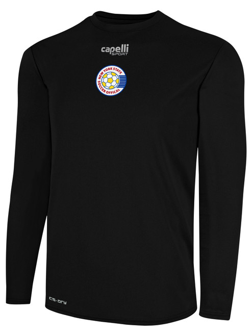 REFEREE  BASICS CREW NECK LONG SLEEVE POLY TEE BLACK WHITE - NYS