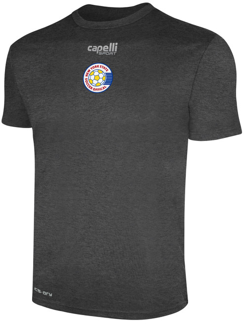 REFEREE  BASICS CREW NECK POLY TEE DARK HEATHER GREY WHITE - NYS