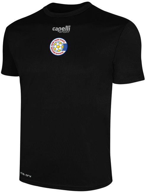 REFEREE  BASICS CREW NECK POLY TEE BLACK WHITE - NYS