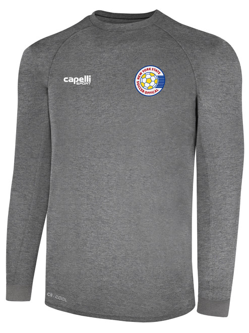 REFEREE  BASICS II LONG SLEEVE TRAINING TOP DARK HEATHER GREY WHITE - NYS