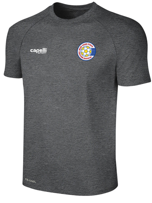 REFEREE  BASICS II SHORT SLEEVE TRAINING TOP DARK HEATHER GREY WHITE - NYS
