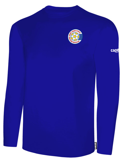 REFEREE  BASICS COTTON LONG SLEEVE TEE SHIRT ROYAL BLUE WHITE - NYS
