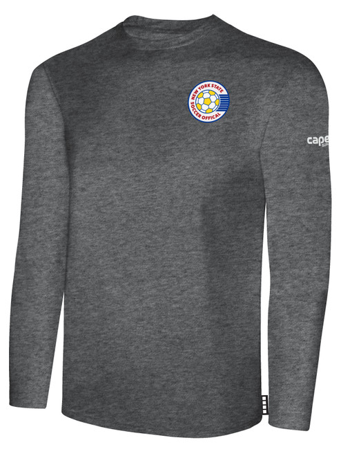 REFEREE  BASICS COTTON LONG SLEEVE TEE SHIRT DARK HEATHER GREY WHITE - NYS