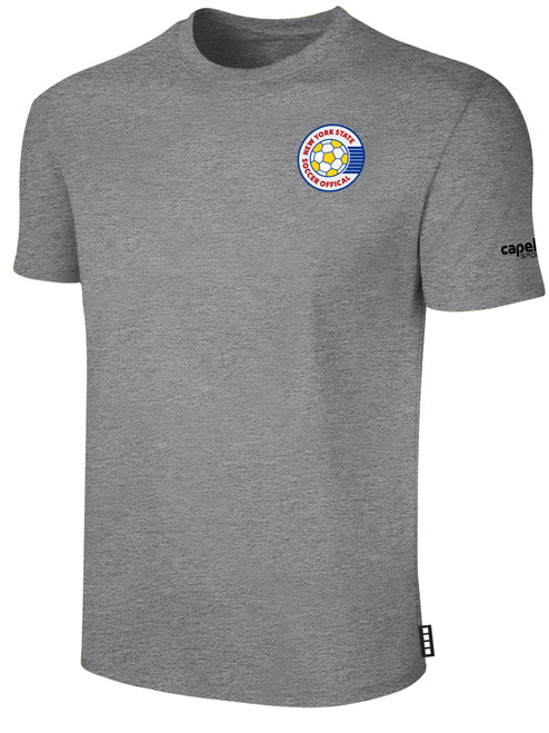 REFEREE BASICS COTTON SHORT SLEEVE TEE SHIRT LIGHT HEATHER GREY BLACK - NYS