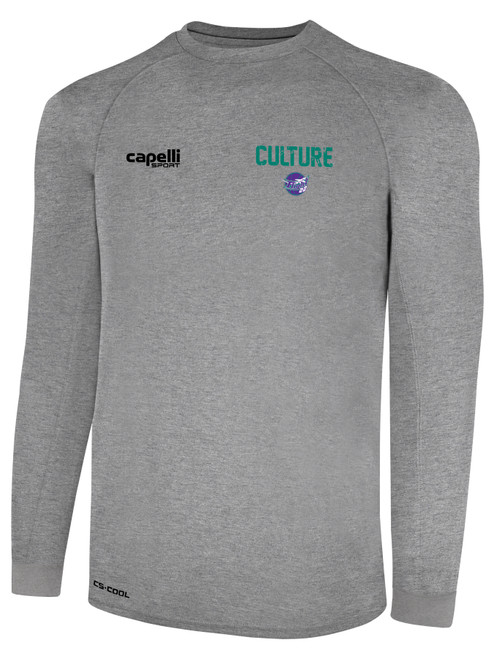 FLIGHT 22 BASICS II LONG SLEEVE TRAINING JERSEY WEARERS LEFT CHEST CULTURE LOGO BLACK WHITE