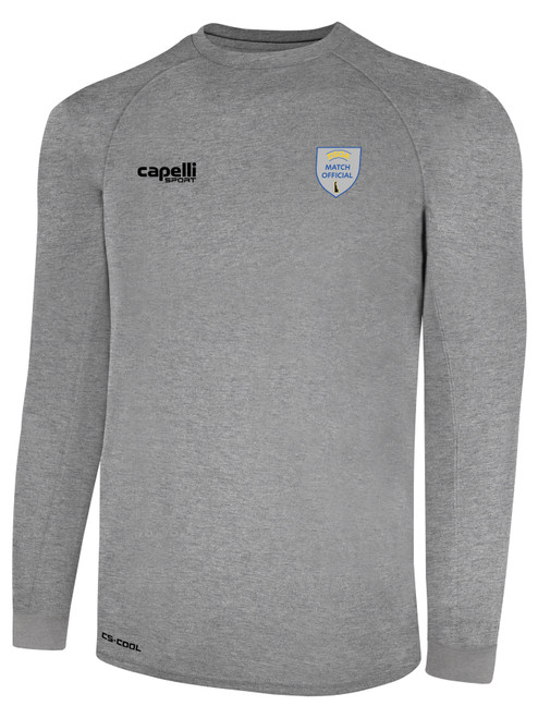 REFEREE  BASICS II LONG SLEEVE TRAINING TOP LIGHT HEATHER GREY BLACK - DSOA