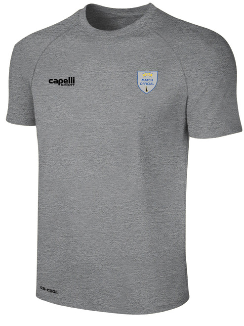 REFEREE  BASICS II SHORT SLEEVE TRAINING TOP LIGHT HEATHER GREY BLACK - DSOA
