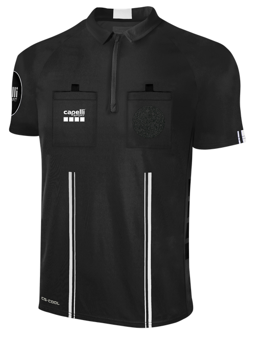 OFFICIAL REFEREE SHORT SLEEVE JERSEY WITH ZIPPER BLACK WHITE - FLORIDA SUN