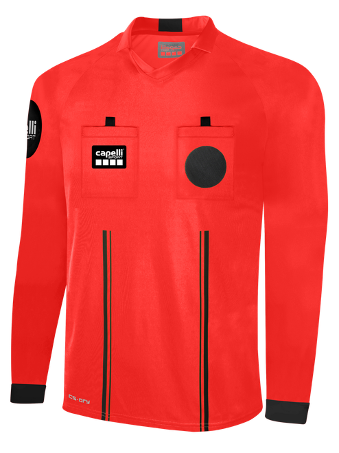 OFFICIAL REFEREE V-NECK LONG SLEEVE JERSEY REFEREE RED BLACK - FLORIDA SUN