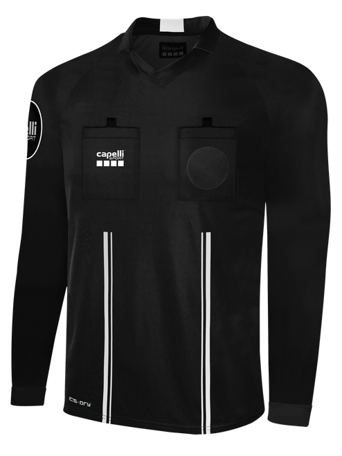 OFFICIAL REFEREE V-NECK LONG SLEEVE JERSEY BLACK WHITE - FLORIDA SUN