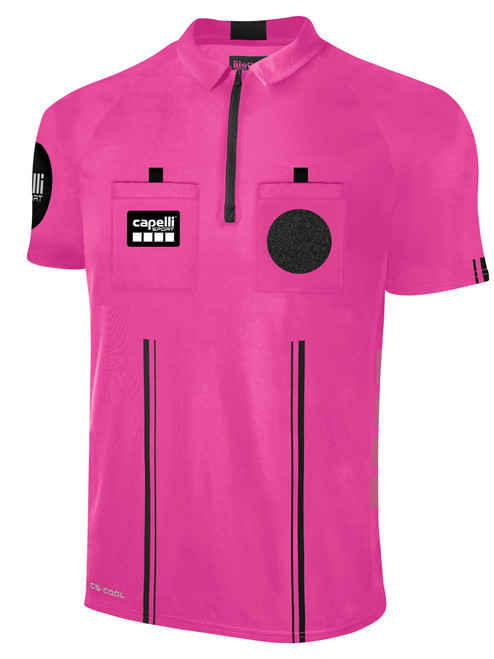 OFFICIAL REFEREE SHORT SLEEVE JERSEY WITH ZIPPER REFEREE PINK BLACK - FLORIDA SUN