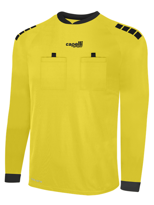 BASICS REFEREE LONG SLEEVE JERSEY REFEREE YELLOW BLACK - FLORIDA SUN