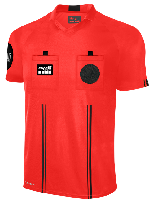 OFFICIAL REFEREE VNECK SHORT SLEEVE JERSEY REFEREE RED BLACK -HVSRA