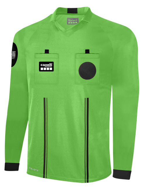 OFFICIAL REFEREE V-NECK LONG SLEEVE JERSEY REFEREE GREEN BLACK - MISSOURI