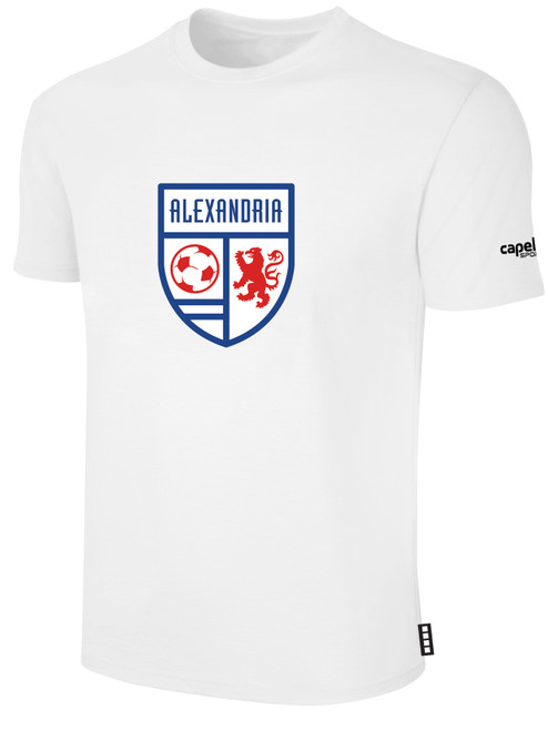 ALEXANDRIA SA   LARGE CREST LOGO BASICS SHORT SLEEVE COTTON T-SHIRT CENTER FRONT ALEXANDRIA SA   CREST WHITE BLACK