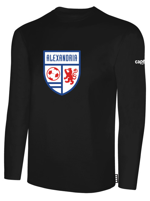 ALEXANDRIA SA   LARGE CREST LOGO BASICS LONG SLEEVE COTTON T-SHIRT CENTER FRONT ALEXANDRIA SA   CREST BLACK WHITE