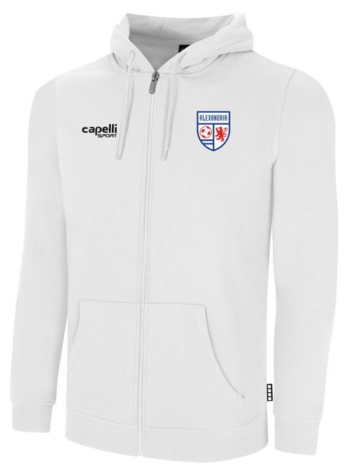 ALEXANDRIA SA   BASICS FLEECE FULL ZIP HOODIE WHITE BLACK
