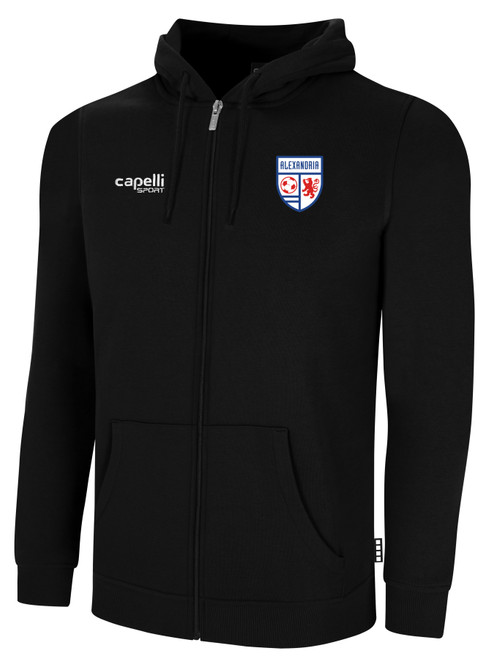 ALEXANDRIA SA   BASICS FLEECE FULL ZIP HOODIE BLACK WHITE