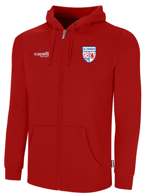 ALEXANDRIA SA   BASICS FLEECE FULL ZIP HOODIE RED WHITE