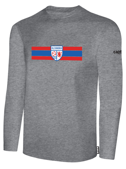 ALEXANDRIA SA LARGE CREST LOGO BASICS  LONG SLEEVE T-SHIRT CENTER FRONT STRIPE LIGHT GREY BLACK