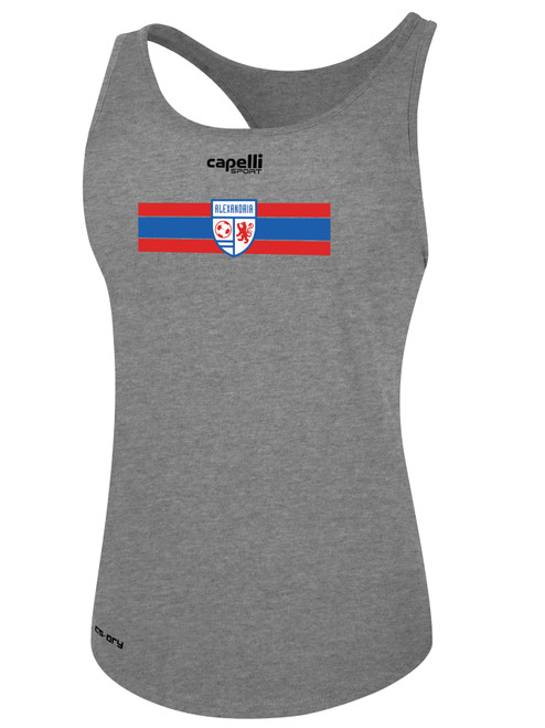 ALEXANDRIA SA BASICS   WOMENS RACER BACK  TANK T TOP CENTER FRONT STRIPE LIGHT GREY