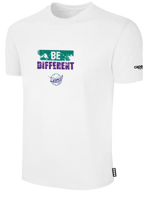 FLIGHT 22 SHORT SLEEVE COTTON T-SHIRT WEARERS CENTER CHEST BE DIFFERENT LOGO WHITE BLACK
