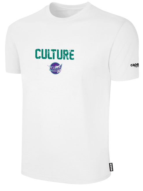 FLIGHT 22 SHORT SLEEVE COTTON T-SHIRT WEARERS CENTER CHEST CULTURE LOGO WHITE BLACK