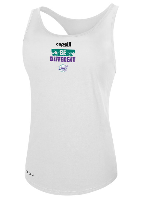FLIGHT 22 RACER BACK TANK WEARERS CENTER CHEST BE DIFFERENT LOGO WHITE