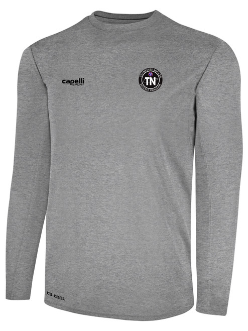 REFEREE BASICS II LONG SLEEVE TRAINING TOP LIGHT HEATHER GREY BLACK - TENNESSEE