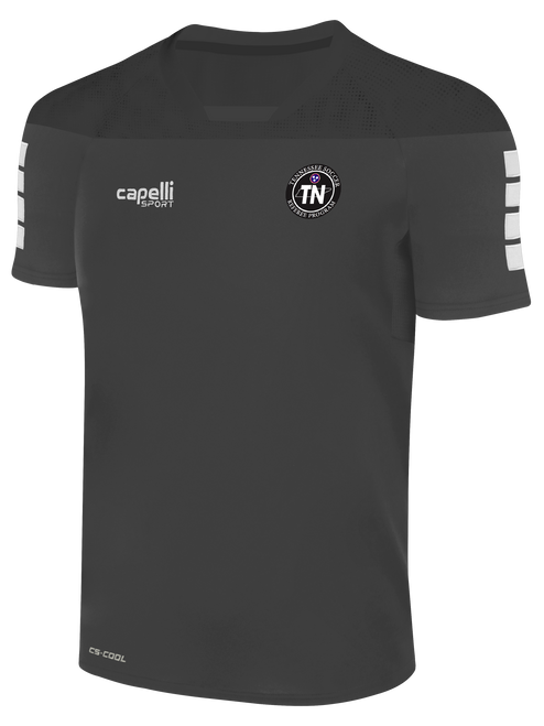 REFEREE TRIBECA SHORT SLEEVE TRAINING TOP DARK GREY BLACK - TENNESSEE