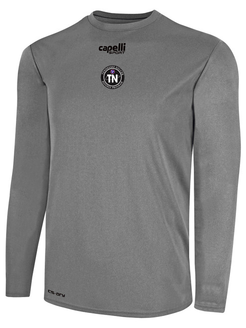 REFEREE BASICS CREW NECK LONG SLEEVE POLY TEE LIGHT HEATHER GREY - TENNESSEE