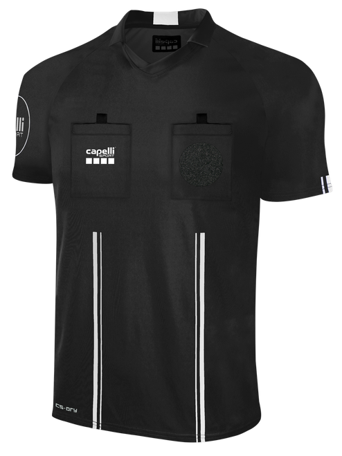 OFFICIAL REFEREE V-NECK SHORT SLEEVE JERSEY BLACK WHITE -USO