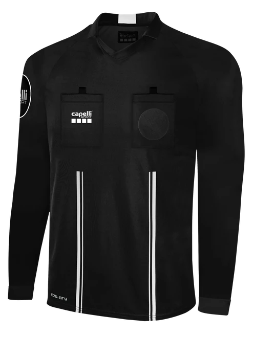 OFFICIAL REFEREE V-NECK LONG SLEEVE JERSEY BLACK WHITE -USO